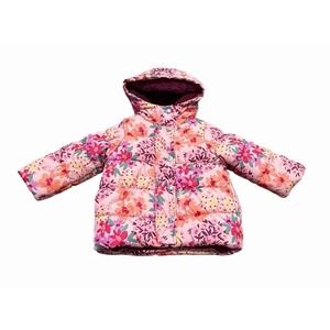 Carters Girls Pink Floral Winter Jacket Coat Hooded Puffer Snow Size 18 Months